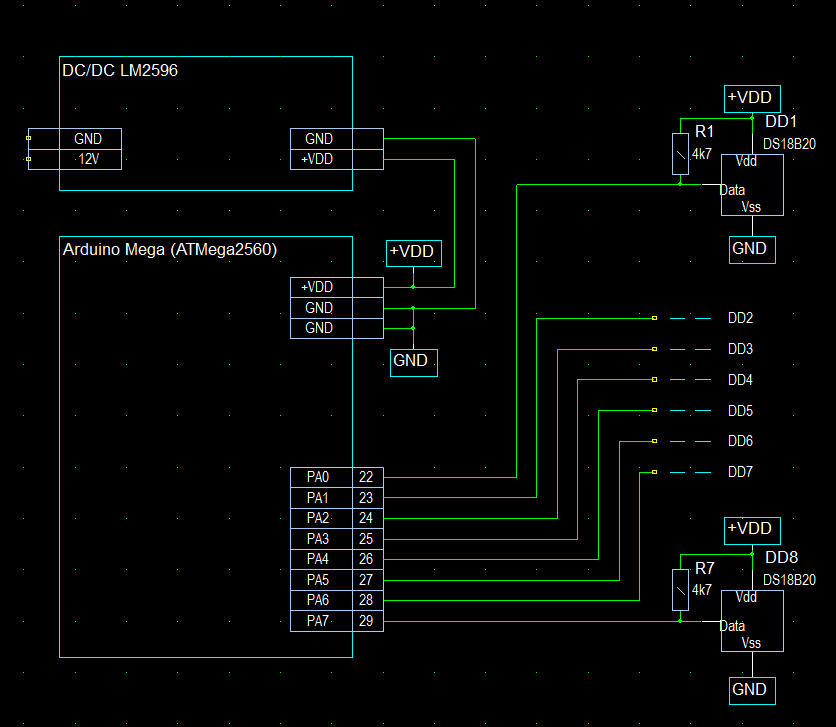 Подключение термометров DS18b20 к Ардуино Mega Подключение термометров DS18b20 к Ардуино Mega